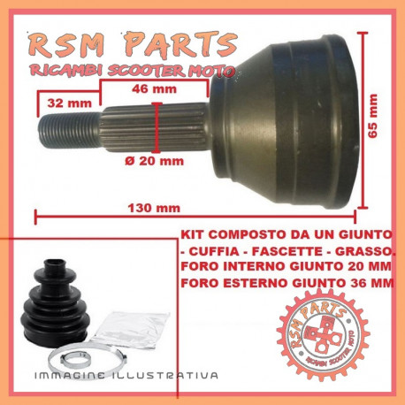 RDM251001009#5 Kit homokinetic joint driveshaft wheel side AIXAM A 741 