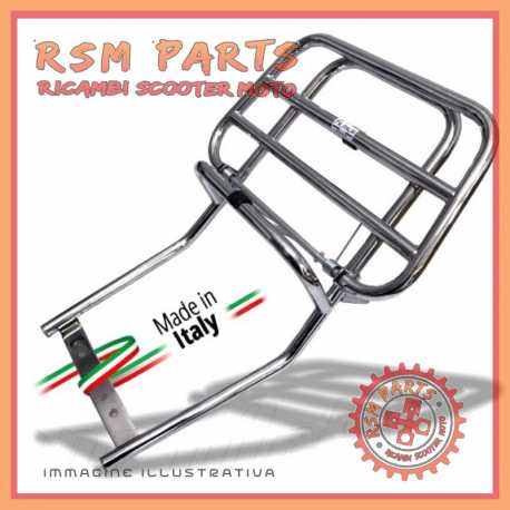 Chrome plated rear luggage rack with flap Vespa 50 R N L