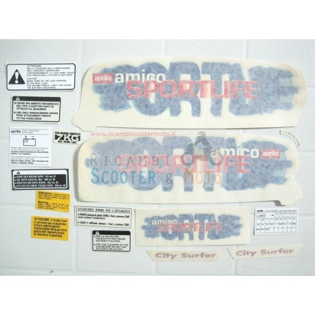 las etiquetas engomadas de la serie gris oscuro original Aprilia Amico 50 96-98