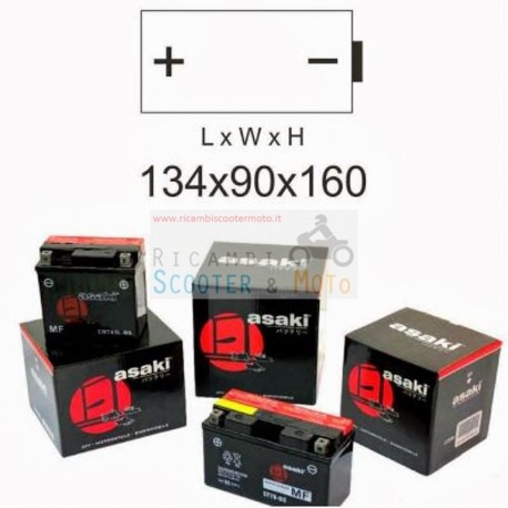 Batterie 134Lx160Hx90P Asaki Cb12A-B 12V 12A Ohne Säure-Kit