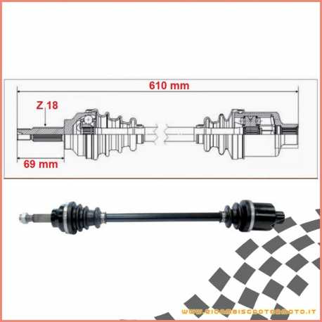 Double joint half shaft complete 610 mm AIXAM CITY CROSSLINE CROSSOVER