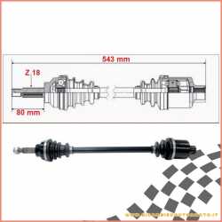 Double joint half shaft complete 543 mm JDM