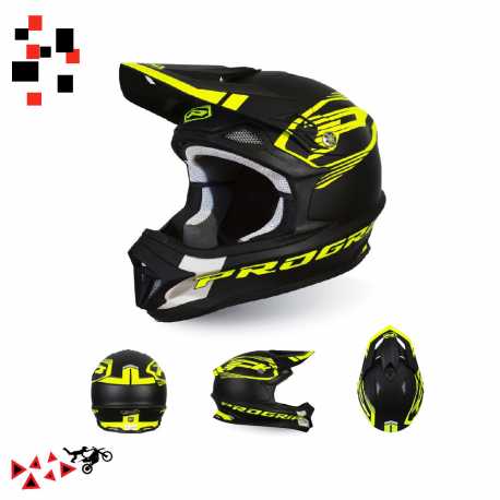 Progrip Helmet in Glass Fiber Color Black Yellow Fluo