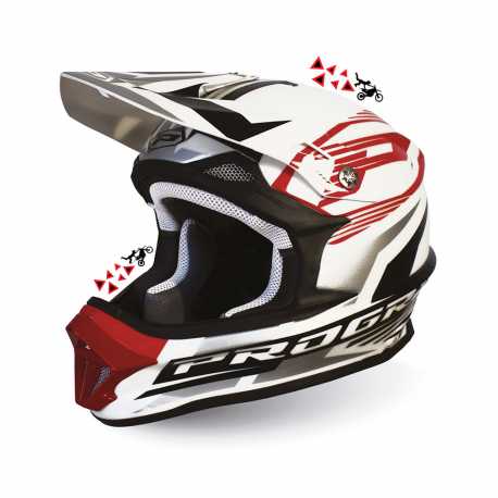 Cross Helmet Progrip in Fiberglass Color White Red 3150-127
