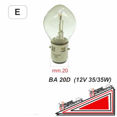 Double light bulb BA 20D 12V 35 / 35W Vespa PK 125 XL ET4 50 LIBERTY 50 ZIP