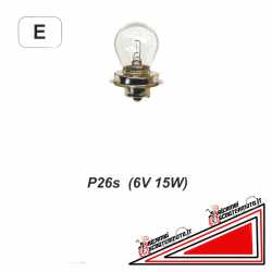 Bulb P26s 6V 15W low beam Vespa 50 all models
